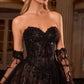 Ladivine CD717 Strapless A-Line Gown Lace Applique Tulle Skirt