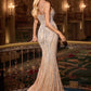 Ladivine CD719 Vestido de Noche Ajustado con Escote Pronunciado y Lentejuelas