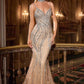 Ladivine CD719 Vestido de Noche Ajustado con Escote Pronunciado y Lentejuelas