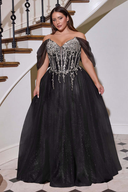 Vestido de talla grande Ladivine CD721C sin tirantes, corte A, escote corazón, con corpiño de corsé