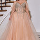 Vestido de talla grande Ladivine CD721C sin tirantes, corte A, escote corazón, con corpiño de corsé