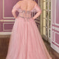 Vestido de talla grande Ladivine CD721C sin tirantes, corte A, escote corazón, con corpiño de corsé