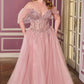 Vestido de talla grande Ladivine CD721C sin tirantes, corte A, escote corazón, con corpiño de corsé