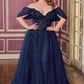 Vestido de talla grande Ladivine CD721C sin tirantes, corte A, escote corazón, con corpiño de corsé