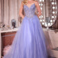 Vestido de fiesta formal Ladivine CD721 sin tirantes, corte A, escote corazón y corpiño estilo corsé