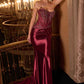 Ladivine CD725 Strapless Fitted Gown Scoop Neckline Crystal Lace