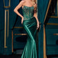 Ladivine CD725 Strapless Fitted Gown Scoop Neckline Crystal Lace
