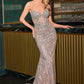 Vestido de noche Ladivine CD728 con escote pronunciado y corte entallado con vuelo