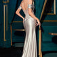 Ladivine CD729 Removable Off Shoulder Straps Stretch Satin Prom Gown