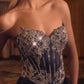 Ladivine CD736 Dress Crystal Strapless Fitted Satin Gown