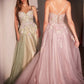Ladivine CD740 Floral A-Line Layered Glitter Tulle Dress