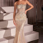 Ladivine CD756 Dress Strapless Metallic Crystal Fitted Gown