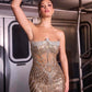 Ladivine CD756 Dress Strapless Metallic Crystal Fitted Gown