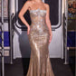 Ladivine CD756 Dress Strapless Metallic Crystal Fitted Gown