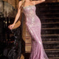 Ladivine CD756 Dress Strapless Metallic Crystal Fitted Gown