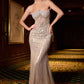 Ladivine CD756 Dress Strapless Metallic Crystal Fitted Gown