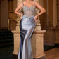 Ladivine CD757 Dress Crystal Embellished Fitted Satin Gown