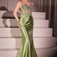 Ladivine CD757 Dress Crystal Embellished Fitted Satin Gown