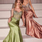 Ladivine CD757 Dress Crystal Embellished Fitted Satin Gown