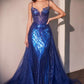 Ladivine CD763 Fit & Flare Crystal Embellished Gown & Overskirt