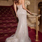 Ladivine CD764 Metallic Fitted Pearl & Crystal Dress
