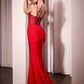 Ladivine CD779 Dress Fit & Flare Stretch Satin Crystal Embellished Gown