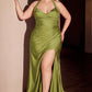 Ladivine CD796C Dress Stretch Satin Halter Fitted Curve Gown