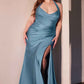 Ladivine CD796C Dress Stretch Satin Halter Fitted Curve Gown