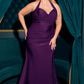 Ladivine CD796C Dress Stretch Satin Halter Fitted Curve Gown
