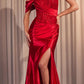 Ladivine CD804 Off Shoulder Lace & Satin Fit & Flare Prom Gown