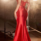 Ladivine CD820 Long Sexy Sheer Boned Bodice Draped Sides Evening Gown