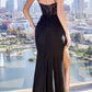 Vestido de gala largo ajustado de encaje y satén Ladivine CD831