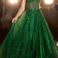 Ladivine CD832 Long Sheer Boned Bodice Glitter Flock Ball Gown