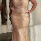 Ladivine CD845 Long Layered Tulle Embellished Rhinestone Gown