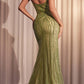 Ladivine CD846 Long Bead Embellished Fit and Flare Gown