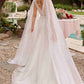 Ladivine CD852W Timeless A-Line Layered Tulle Long Sleeve Drape Wedding Gown