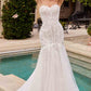 Vestido Largo Estraple de Sirena Ladivine CD858W con Mangas Removibles