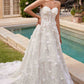 Ladivine CD860W Long Chapel Train Strapless A-Line Bridal Gown Removable Shawl