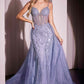 Ladivine CD863 Floor Length Fitted Beaded Tulle Fabric Red Carpet Gown