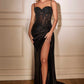 OFERTA ESPECIAL - Vestido largo de noche plateado Ladivine CD868 glamuroso con detalles de encaje y banda lateral (Talla 2)