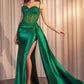 OFERTA ESPECIAL - Vestido largo de noche plateado Ladivine CD868 glamuroso con detalles de encaje y banda lateral (Talla 2)