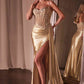 OFERTA ESPECIAL - Vestido largo de noche plateado Ladivine CD868 glamuroso con detalles de encaje y banda lateral (Talla 2)