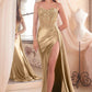OFERTA ESPECIAL - Vestido largo de noche plateado Ladivine CD868 glamuroso con detalles de encaje y banda lateral (Talla 2)