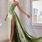 OFERTA ESPECIAL - Vestido largo de noche plateado Ladivine CD868 glamuroso con detalles de encaje y banda lateral (Talla 2)
