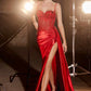 OFERTA ESPECIAL - Vestido largo de noche plateado Ladivine CD868 glamuroso con detalles de encaje y banda lateral (Talla 2)