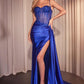 OFERTA ESPECIAL - Vestido largo de noche plateado Ladivine CD868 glamuroso con detalles de encaje y banda lateral (Talla 2)