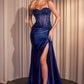 OFERTA ESPECIAL - Vestido largo de noche plateado Ladivine CD868 glamuroso con detalles de encaje y banda lateral (Talla 2)