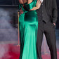 Ladivine CD875 Long Soft Satin Fitted Gown Off the Shoulder with Slit