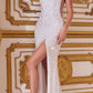 Ladivine CD884 Traje largo de lentejuelas con abertura y un solo hombro
