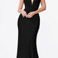 Cinderella Divine CD912 Fitted Jersey Gown Ruched Waistline Pleated Deep V-Neckline